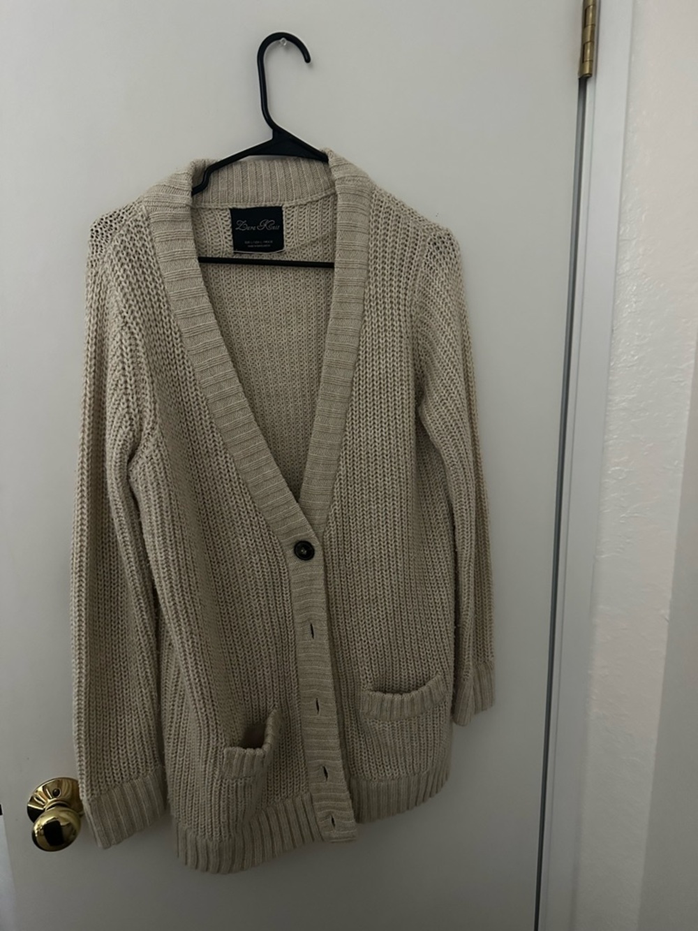 Zara Cream Open-Knit Button Cardigan